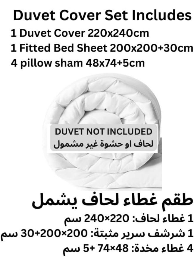 TW Premier TW Hotel Duvet Cover Stripe 220x240cm King Size 6 Pcs Set - 1 Duvet Cover 220x240cm (Without Filling) 1 Fitted Bed Sheet 200x200+30cm - 4 Pillow Cases 48x74+5cm - Quilt Cover Set - Image 3